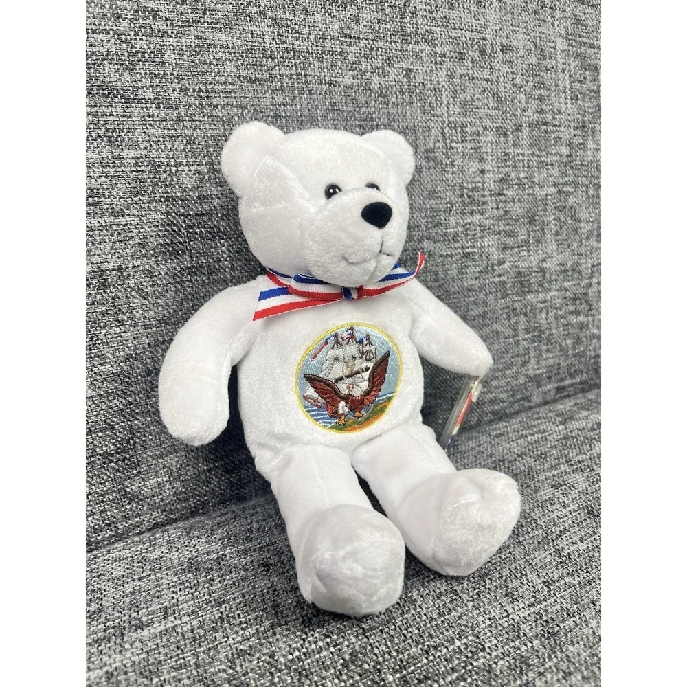 USA Navy Military Bear, Beanbag Plush, White, w/Tags 8